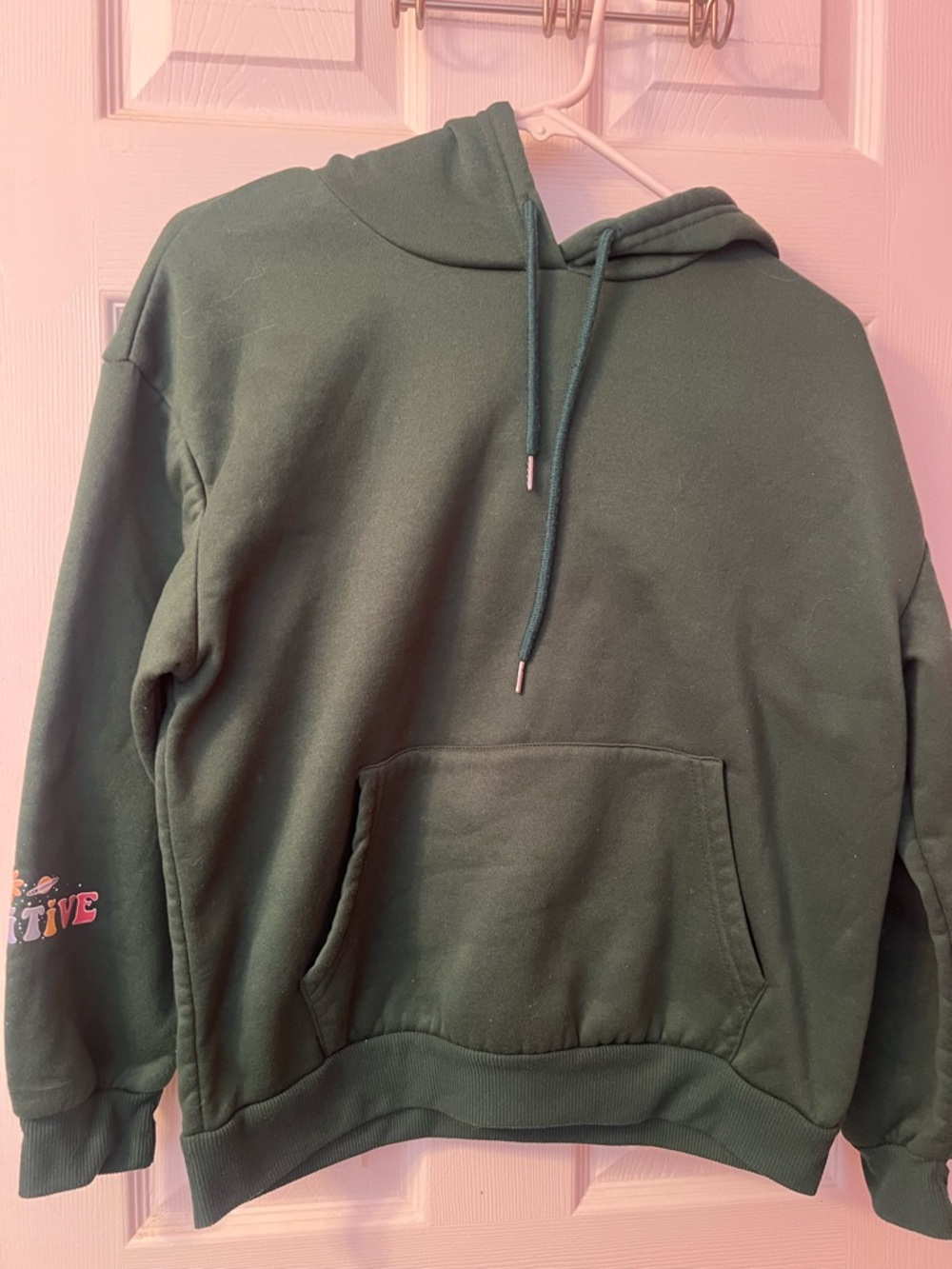 SHEIN Dark Green Me Pullover Hoodie